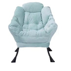 Fauteuil d'appoint Okak en tissu de coton, fauteuil paresseux avec poche latérale rembourrée, fauteuil de salon, canapé de loisirs avec cadre en acier