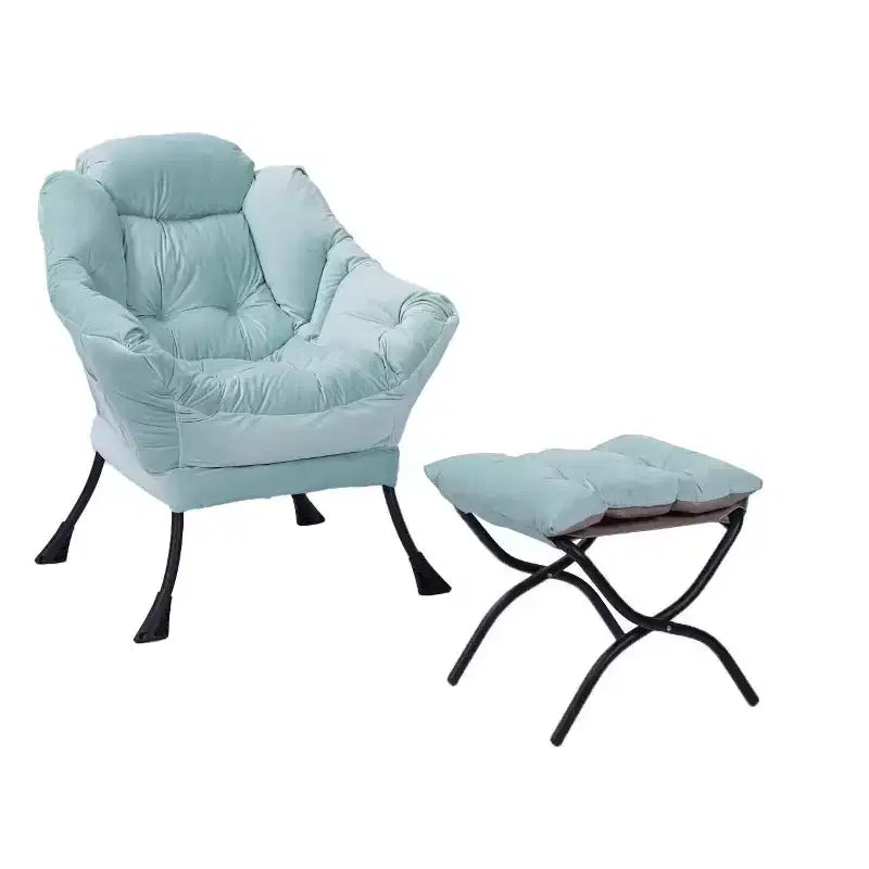 Fauteuil d'appoint Okak en tissu de coton, fauteuil paresseux avec poche latérale rembourrée, fauteuil de salon, canapé de loisirs avec cadre en acier
