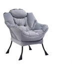 Fauteuil d'appoint Okak en tissu de coton, fauteuil paresseux avec poche latérale rembourrée, fauteuil de salon, canapé de loisirs avec cadre en acier
