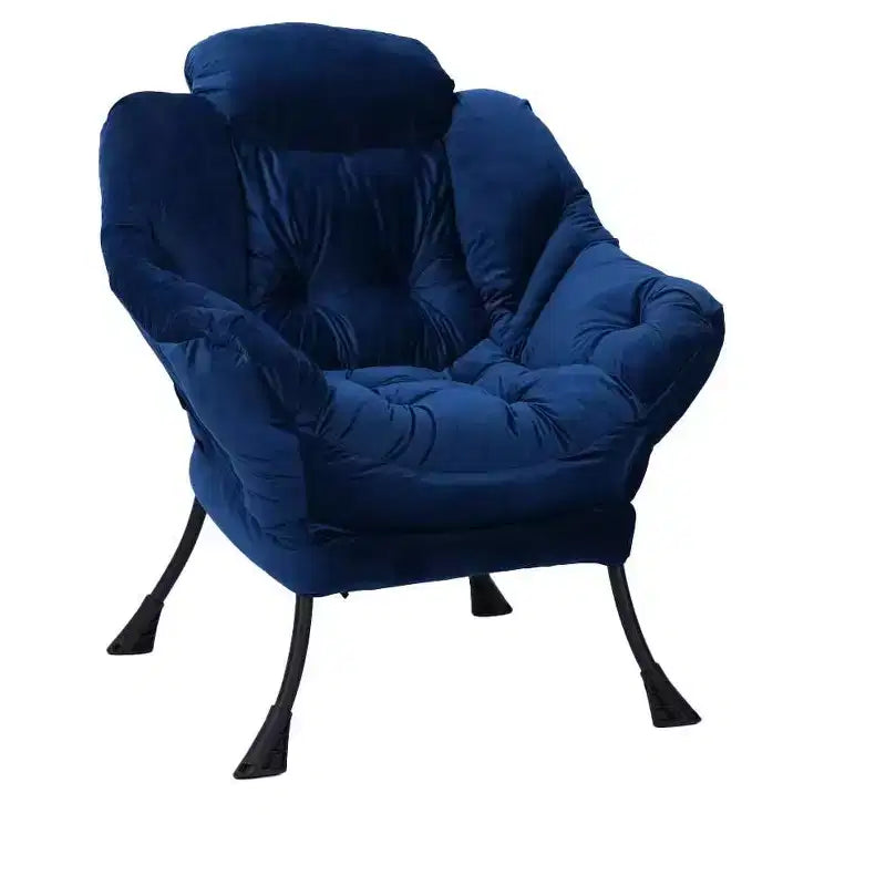 Fauteuil d'appoint Okak en tissu de coton, fauteuil paresseux avec poche latérale rembourrée, fauteuil de salon, canapé de loisirs avec cadre en acier