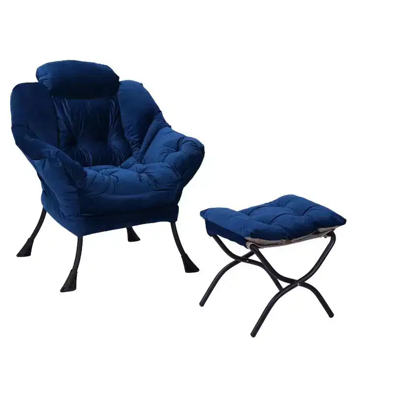 Fauteuil d'appoint Okak en tissu de coton, fauteuil paresseux avec poche latérale rembourrée, fauteuil de salon, canapé de loisirs avec cadre en acier