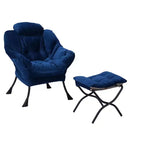 Fauteuil d'appoint Okak en tissu de coton, fauteuil paresseux avec poche latérale rembourrée, fauteuil de salon, canapé de loisirs avec cadre en acier