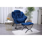 Fauteuil d'appoint Okak en tissu de coton, fauteuil paresseux avec poche latérale rembourrée, fauteuil de salon, canapé de loisirs avec cadre en acier