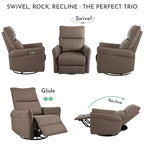 Fauteuil inclinable électrique Okak Power Rocking avec poche latérale Fauteuil d'appoint pivotant à 270° Petit canapé pour salon, chambre et salle de cinéma maison