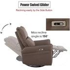 Fauteuil inclinable électrique Okak Power Rocking avec poche latérale Fauteuil d'appoint pivotant à 270° Petit canapé pour salon, chambre et salle de cinéma maison