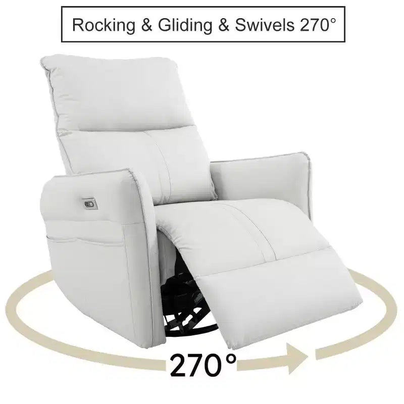 Fauteuil inclinable électrique Okak Power Rocking avec poche latérale Fauteuil d'appoint pivotant à 270° Petit canapé pour salon, chambre et salle de cinéma maison