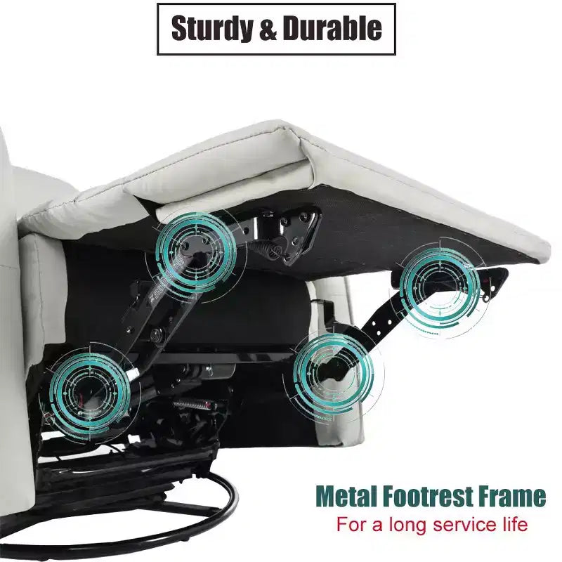 Fauteuil inclinable électrique Okak Power Rocking avec poche latérale Fauteuil d'appoint pivotant à 270° Petit canapé pour salon, chambre et salle de cinéma maison