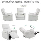 Fauteuil inclinable électrique Okak Power Rocking avec poche latérale Fauteuil d'appoint pivotant à 270° Petit canapé pour salon, chambre et salle de cinéma maison
