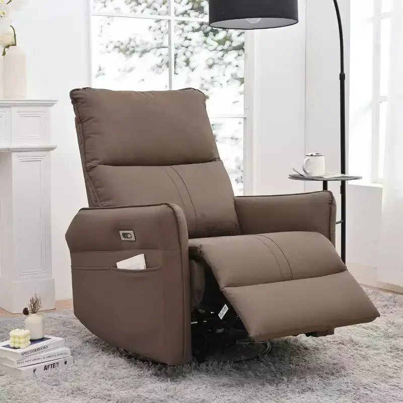 Fauteuil inclinable électrique Okak Power Rocking avec poche latérale Fauteuil d'appoint pivotant à 270° Petit canapé pour salon, chambre et salle de cinéma maison