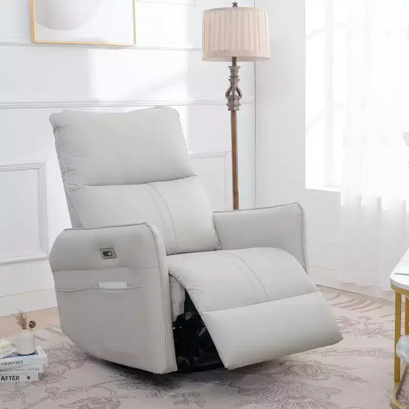 Fauteuil inclinable électrique Okak Power Rocking avec poche latérale Fauteuil d'appoint pivotant à 270° Petit canapé pour salon, chambre et salle de cinéma maison