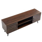 Chic Crate - Meuble TV Bryner en noyer foncé de style Mid-Century pour téléviseurs jusqu'à 65 pouces avec rangement et gestion des câbles