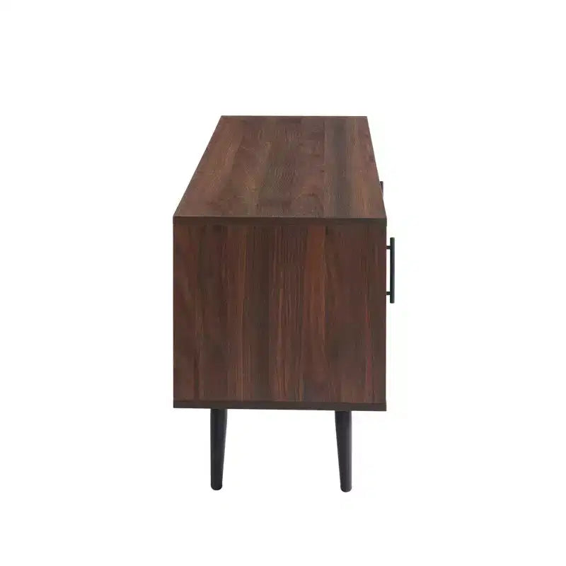Chic Crate - Meuble TV Bryner en noyer foncé de style Mid-Century pour téléviseurs jusqu'à 65 pouces avec rangement et gestion des câbles