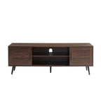 Chic Crate - Meuble TV Bryner en noyer foncé de style Mid-Century pour téléviseurs jusqu'à 65 pouces avec rangement et gestion des câbles