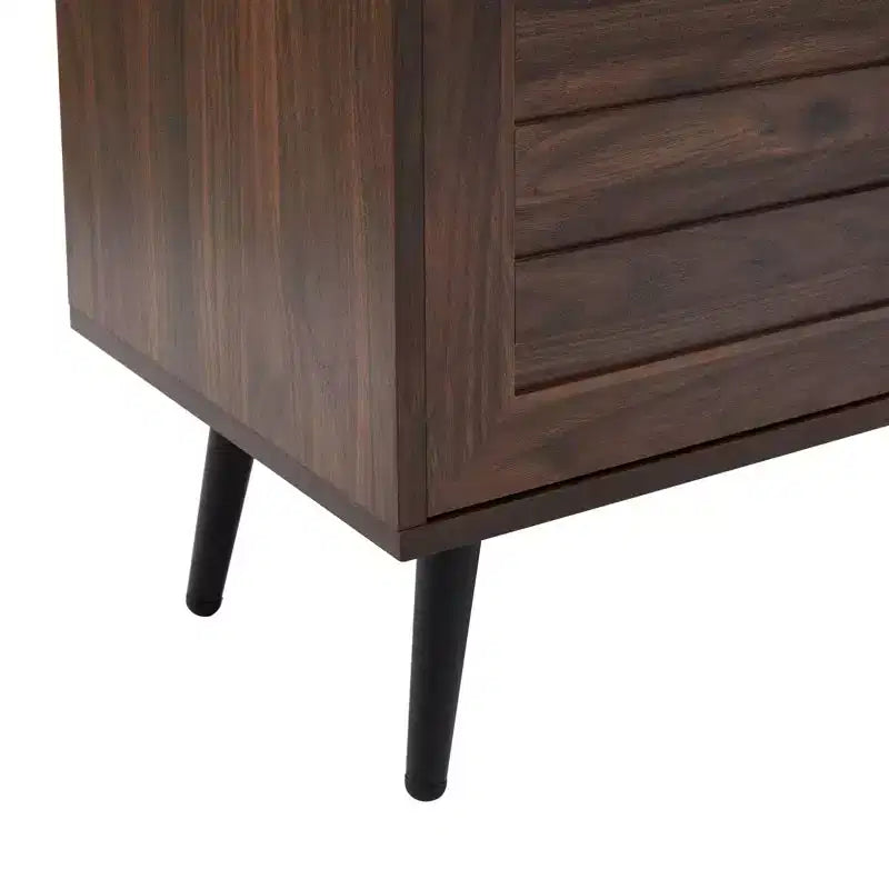 Chic Crate - Meuble TV Bryner en noyer foncé de style Mid-Century pour téléviseurs jusqu'à 65 pouces avec rangement et gestion des câbles