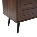 Chic Crate - Meuble TV Bryner en noyer foncé de style Mid-Century pour téléviseurs jusqu'à 65 pouces avec rangement et gestion des câbles