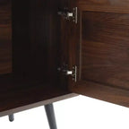 Chic Crate - Meuble TV Bryner en noyer foncé de style Mid-Century pour téléviseurs jusqu'à 65 pouces avec rangement et gestion des câbles