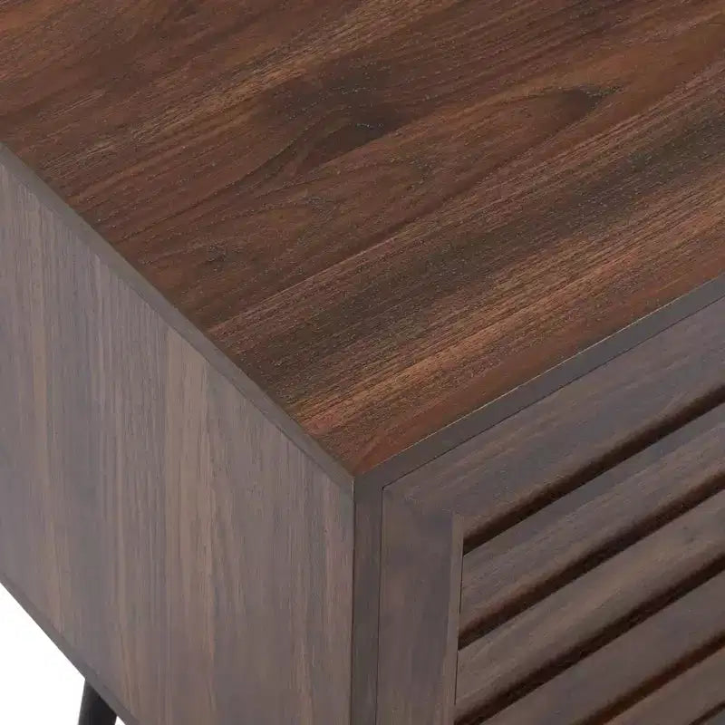 Chic Crate - Meuble TV Bryner en noyer foncé de style Mid-Century pour téléviseurs jusqu'à 65 pouces avec rangement et gestion des câbles