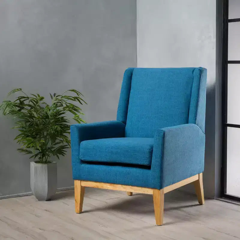 Okak Mid-Century Modern Arm Chair,Comfy Padded Sitting Chair with Classic Design,Stylish Accent Chair for Living Room,Office,Blue