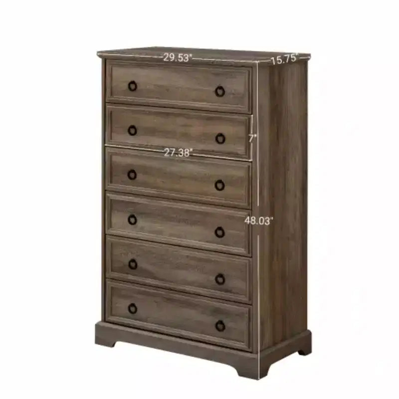 Commode moderne à 6 tiroirs, commodes pour chambre à coucher, chiffonnier haut, organisateurs et rangement de placard pour vêtements - Poignée facile à tirer