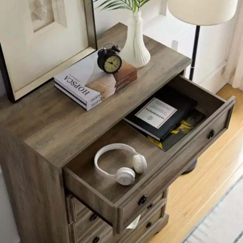 Commode moderne à 6 tiroirs, commodes pour chambre à coucher, chiffonnier haut, organisateurs et rangement de placard pour vêtements - Poignée facile à tirer