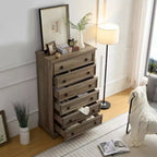 Commode moderne à 6 tiroirs, commodes pour chambre à coucher, chiffonnier haut, organisateurs et rangement de placard pour vêtements - Poignée facile à tirer