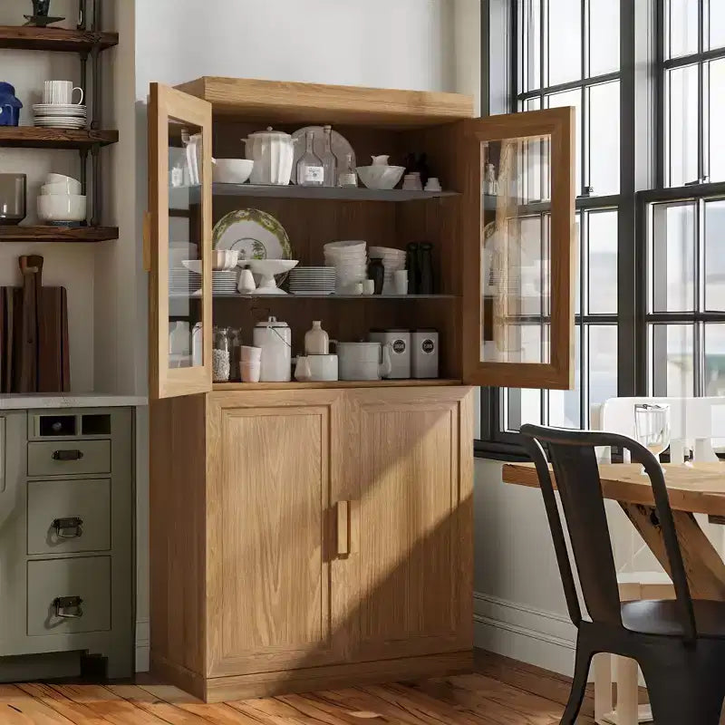 Meuble de rangement décoratif moderne et minimaliste en grain de bois, combinaison d'armoires avec étagères à 6 niveaux