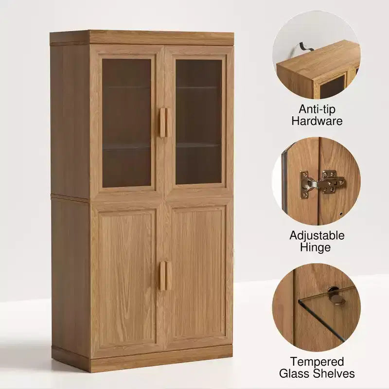 Meuble de rangement décoratif moderne et minimaliste en grain de bois, combinaison d'armoires avec étagères à 6 niveaux