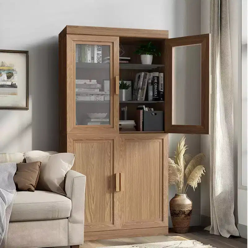 Meuble de rangement décoratif moderne et minimaliste en grain de bois, combinaison d'armoires avec étagères à 6 niveaux