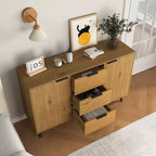 Bahut de salle à manger avec rangement, meuble de bar à café en bois, buffet de cuisine de 120 cm avec 3 tiroirs et 2 portes