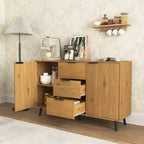 Bahut de salle à manger avec rangement, meuble de bar à café en bois, buffet de cuisine de 120 cm avec 3 tiroirs et 2 portes