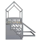 Lit superposé Whisen Twin sur Full avec toboggan, lit cabane avec toboggan