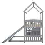 Lit superposé Whisen Twin sur Full avec toboggan, lit cabane avec toboggan