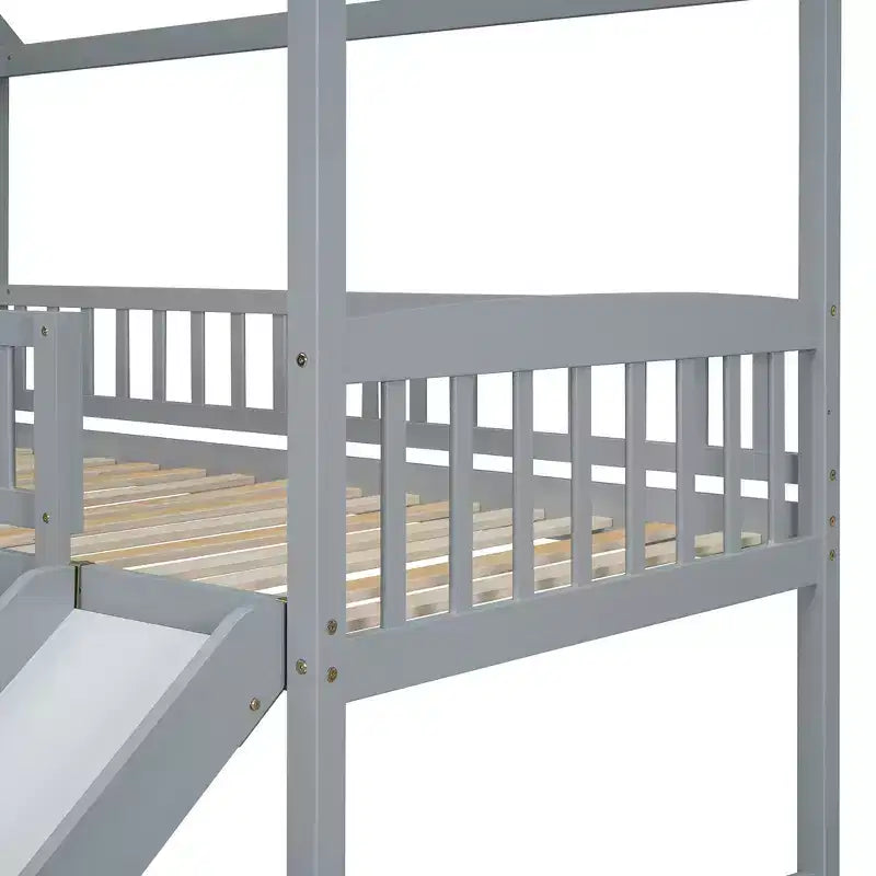 Lit superposé Whisen Twin sur Full avec toboggan, lit cabane avec toboggan