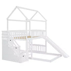 Lit superposé Whisen Twin sur Full avec toboggan, lit cabane avec toboggan