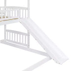 Lit superposé Whisen Twin sur Full avec toboggan, lit cabane avec toboggan