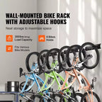 Porte-vélos VEVOR, 6 supports de vélo et 5 crochets pour casques, support de rangement mural pour vélos, organisateur pour maison et garage