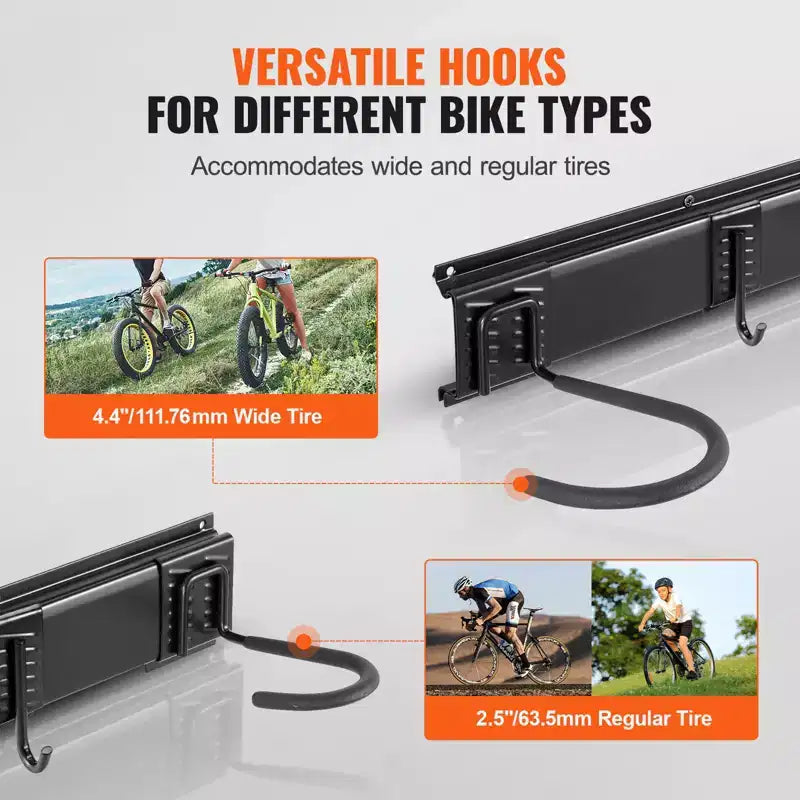Porte-vélos VEVOR, 6 supports de vélo et 5 crochets pour casques, support de rangement mural pour vélos, organisateur pour maison et garage