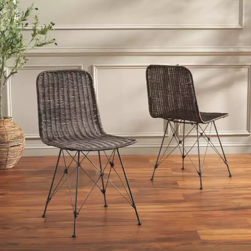 Chaise de salle à manger tressée Minerva (lot de 2) - DCH6508 - Safavieh