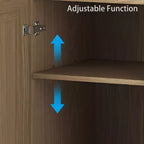 Buffet en grain de bois 62x31x16, organiseur de rangement avec étagères réglables et portes en rotin pour cuisine, chambre à coucher, salon/salle à manger
