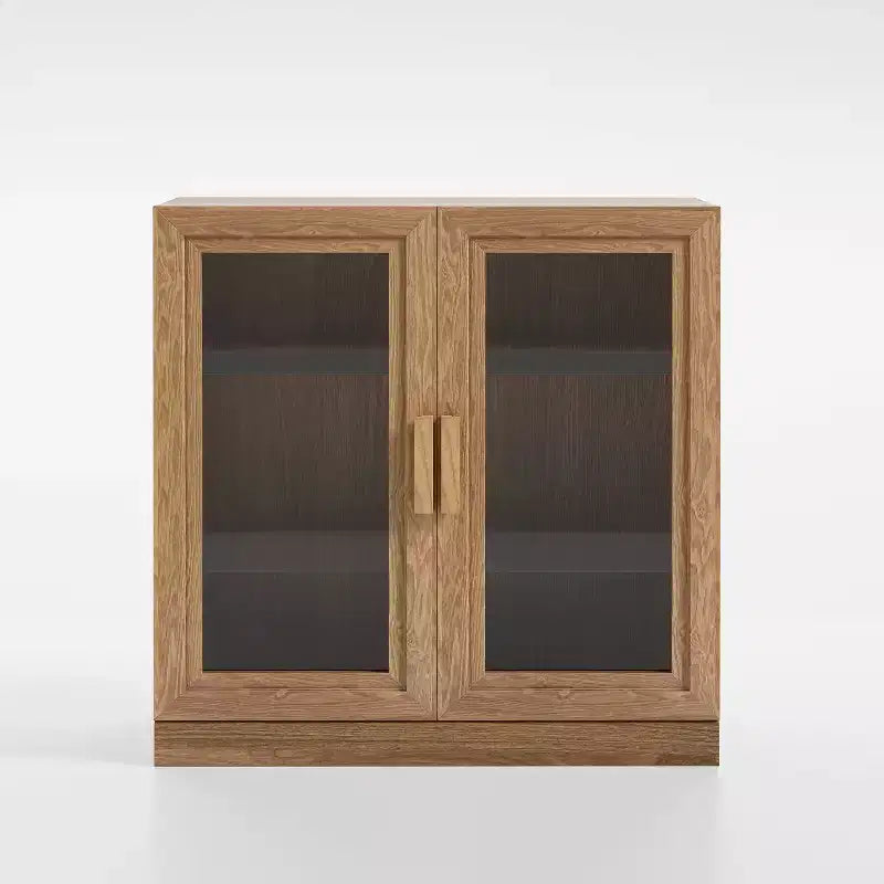 Buffet en grain de bois 62x31x16, organiseur de rangement avec étagères réglables et portes en rotin pour cuisine, chambre à coucher, salon/salle à manger
