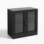 Meuble d'appoint en bois 36x124x16, organisateur de rangement avec étagères réglables et portes vitrées pour cuisine, chambre, entrée, salon/salle à manger