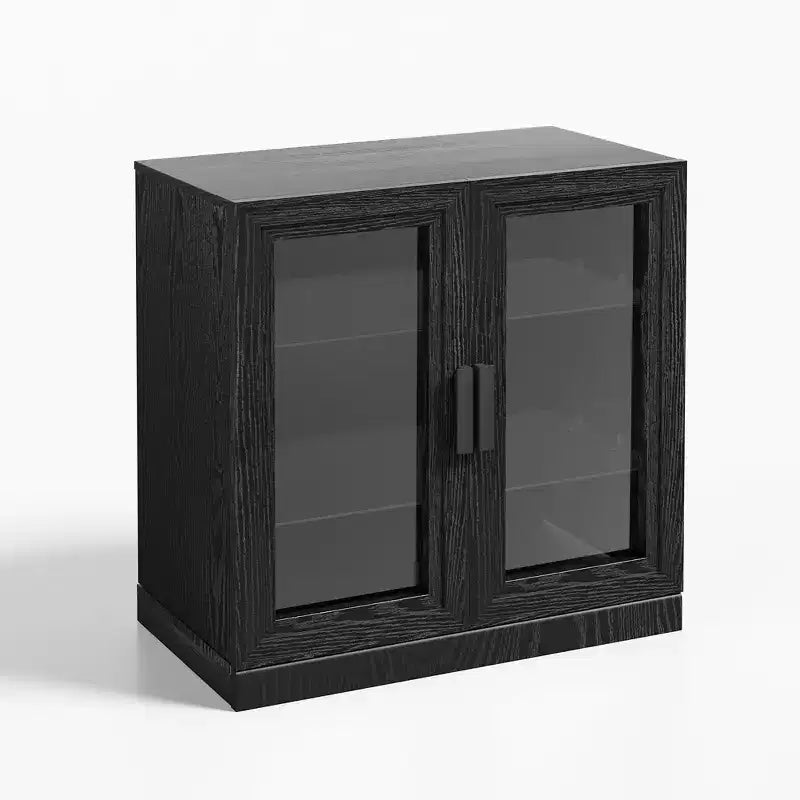 Meuble d'appoint en bois 36x31x16, organisateur de rangement avec étagères réglables et portes vitrées pour cuisine, chambre, entrée, salon/salle à manger