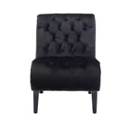 Fauteuil d'appoint moderne sans accoudoirs en velours Okak, Fauteuil confortable en tissu rembourré avec boutons et pieds en bois