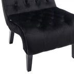 Fauteuil d'appoint moderne sans accoudoirs en velours Okak, Fauteuil confortable en tissu rembourré avec boutons et pieds en bois