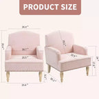 Fauteuil d'appoint moderne Okak avec pieds rétro en bois, petit fauteuil club en tissu, fauteuil de salon confortable et rembourré pour chambre et salon
