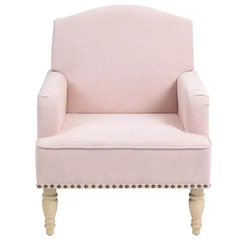 Fauteuil d'appoint moderne Okak avec pieds rétro en bois, petit fauteuil club en tissu, fauteuil de salon confortable et rembourré pour chambre et salon