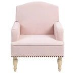 Fauteuil d'appoint moderne Okak avec pieds rétro en bois, petit fauteuil club en tissu, fauteuil de salon confortable et rembourré pour chambre et salon