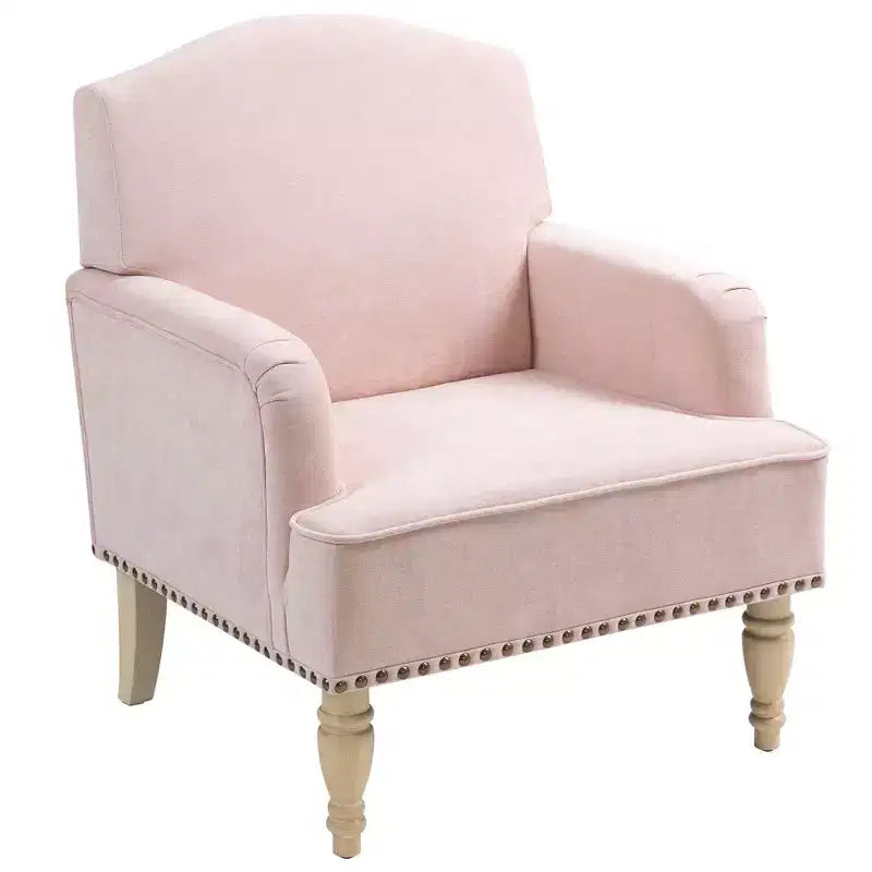 Fauteuil d'appoint moderne Okak avec pieds rétro en bois, petit fauteuil club en tissu, fauteuil de salon confortable et rembourré pour chambre et salon