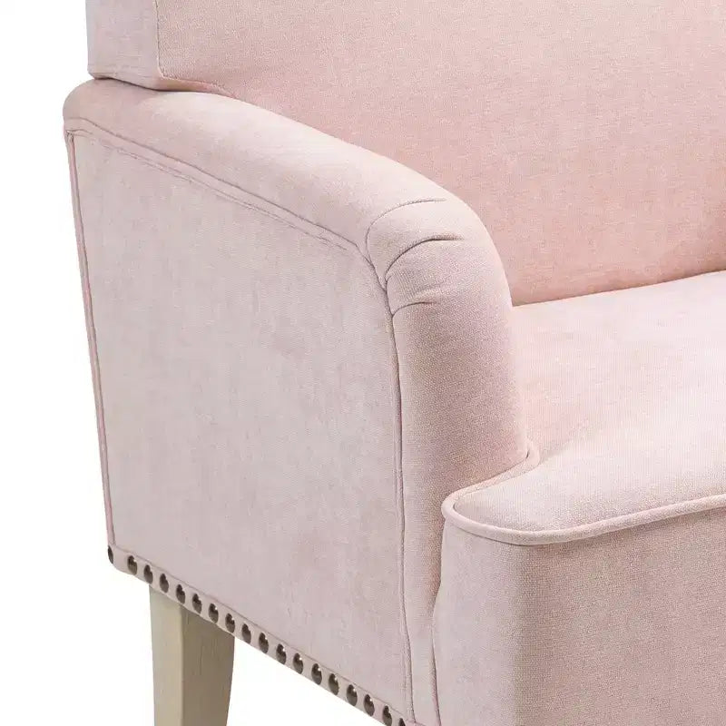 Fauteuil d'appoint moderne Okak avec pieds rétro en bois, petit fauteuil club en tissu, fauteuil de salon confortable et rembourré pour chambre et salon