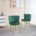 Okak Modern Accent Chair, with Iron Tube Golden Color Legs, Velvet and Comfortable Backrest, Set of 2